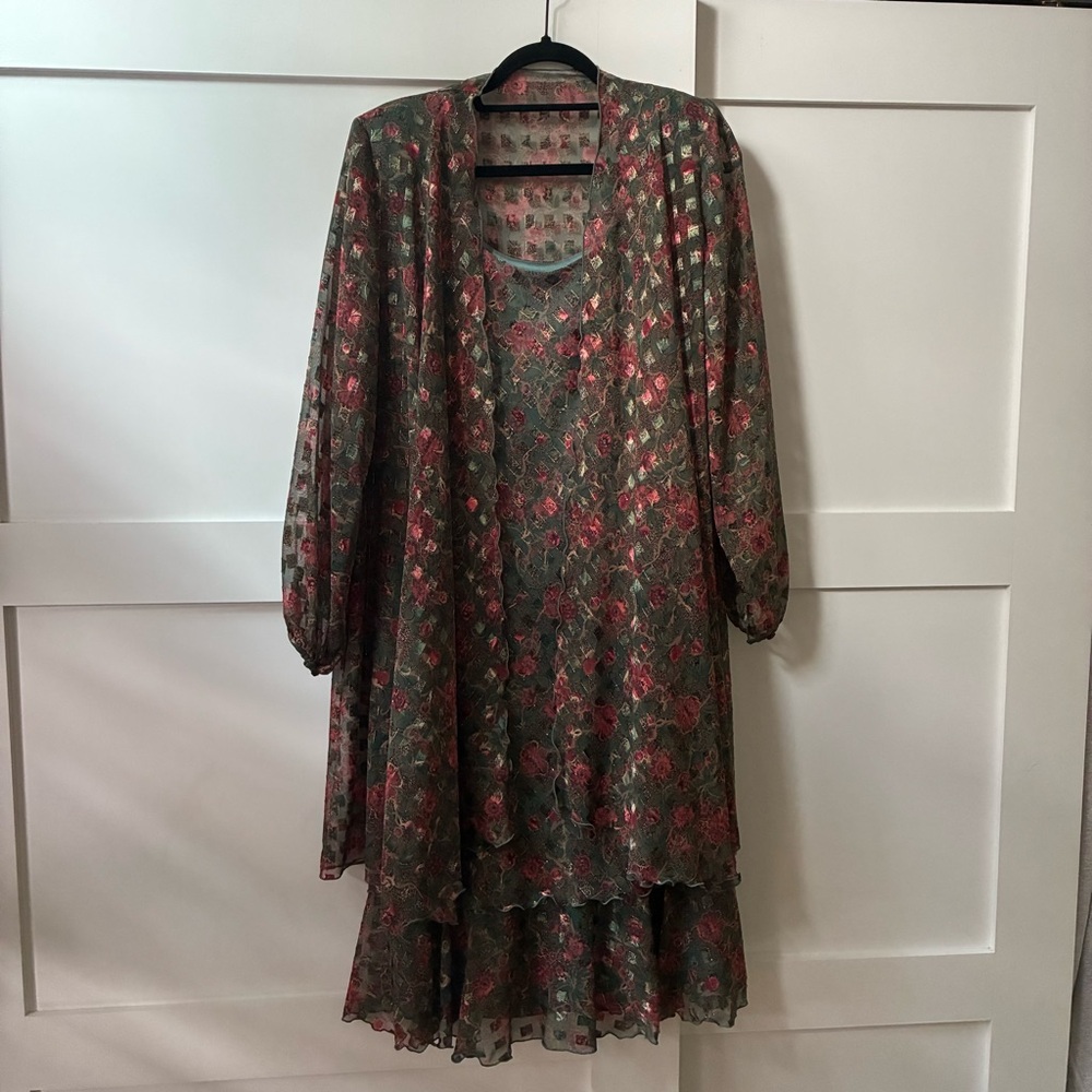 Vintage Cattiva Floral Dress and Jacket Set